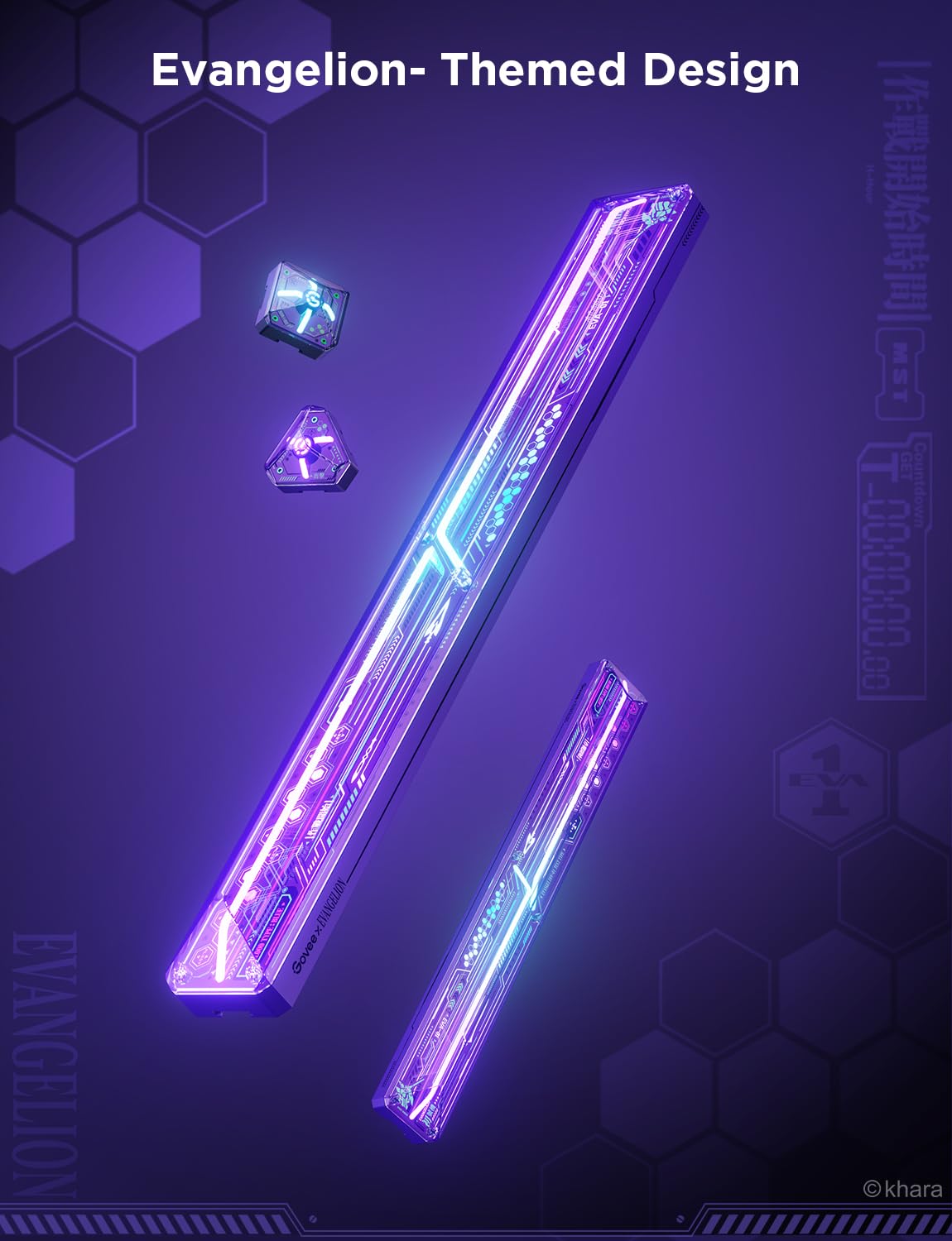 Govee x Evangelion Gaming Wall Light, RGBIC Glide Wall Light, Work with Matter, Alexa and Google Assistant, DIY Customized LED Wall Lighting Effects and Shapes,Gaming Light Bar for Gaming Room