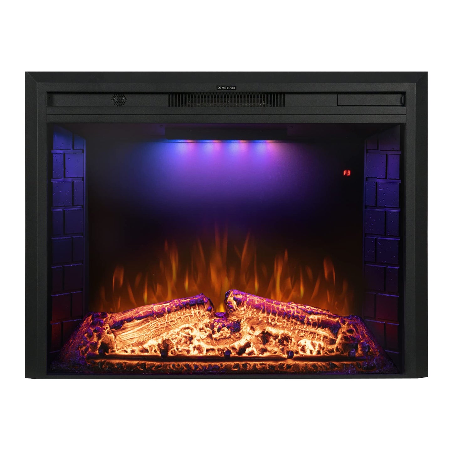 Benrocks 36'' Electric Fireplace Inserts, Recessed & Built in Wall Electric Fireplace Heater with Fire Crackling Sound, Adjustable Top Light & Flame Speed, Overheating Protection, 750/1500W Black