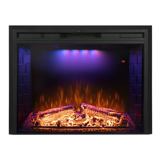 Benrocks 33'' Electric Fireplace Inserts, Recessed & Built in Wall Electric Fireplace Heater with Fire Crackling Sound, Adjustable Top Light & Flame Speed, Overheating Protection, 750/1500W Black