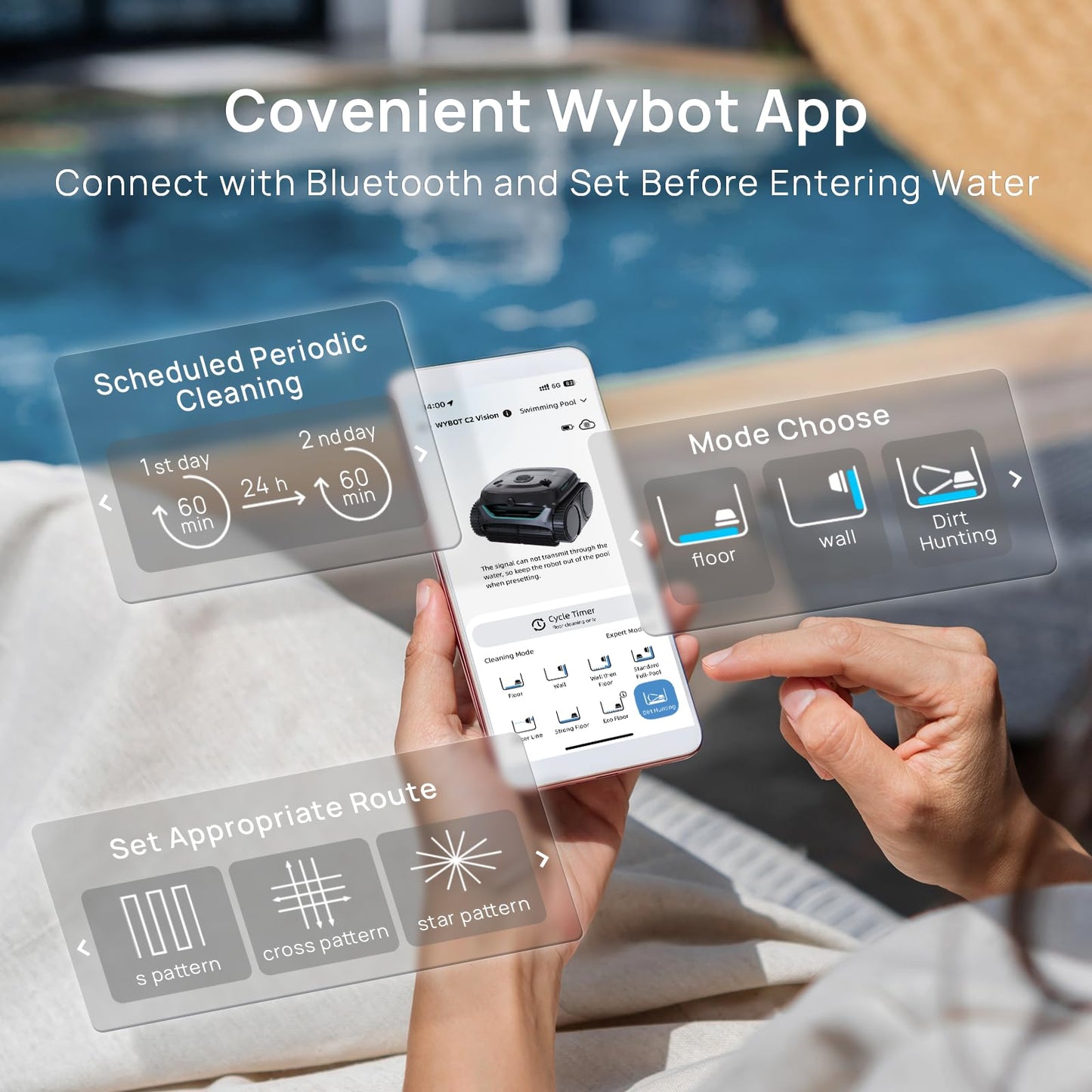 (2025 New) WYBOT C2 Vision Robotic Pool Vacuum with AI Camera, Ultra-Fine Filtration Pool Cleaners for Above&Inground Pools, Comprehensive 8 Mode, Wall Climbing, Smart Navigation, Black