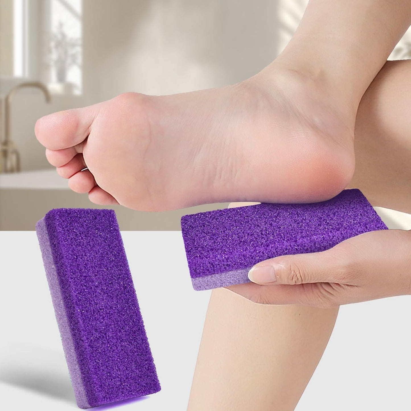 1 Pack Double-Sided Pumice Stone for Feet, Pumice Stone for Feet, Foot Scrubber，Effective Pedicure Tools (Purple)