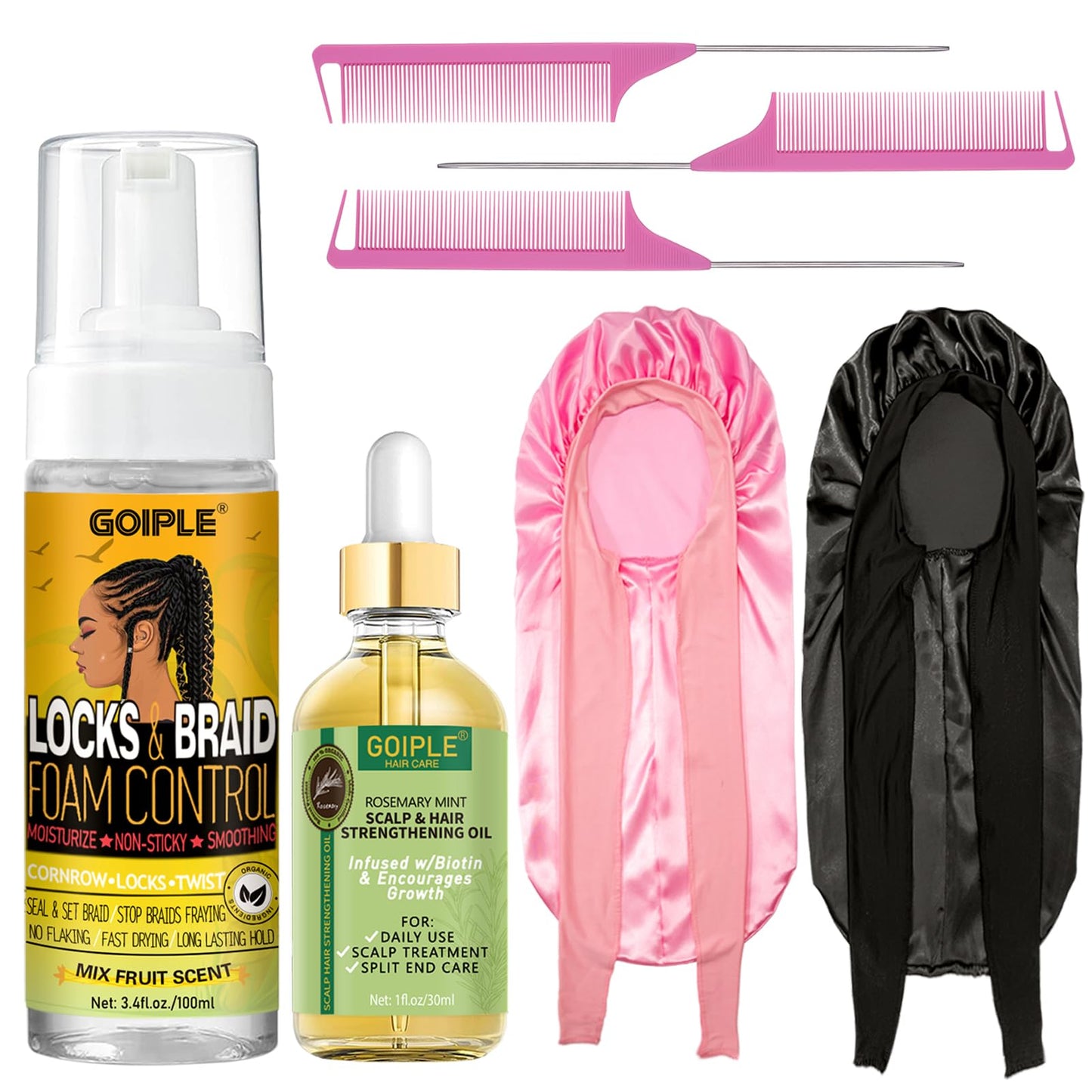 Braid Foam Control Mousse Braiding Mousse for Braids Twist, Locs, No Flake Mousse for Braids Style and Moisturizes, Rosemary Oil for Hair Growth Hair Mousse for Braids Easy to Apply with Sleep Bonnets