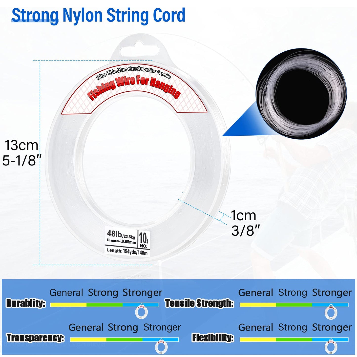 Clear Fishing Wire, Acejoz 656FT Fishing Line Clear Invisible Hanging Wire Strong Nylon String Supports 40 Pounds for Balloon Garland Hanging Decorations. (0.55mm, 460ft, 48LB)…