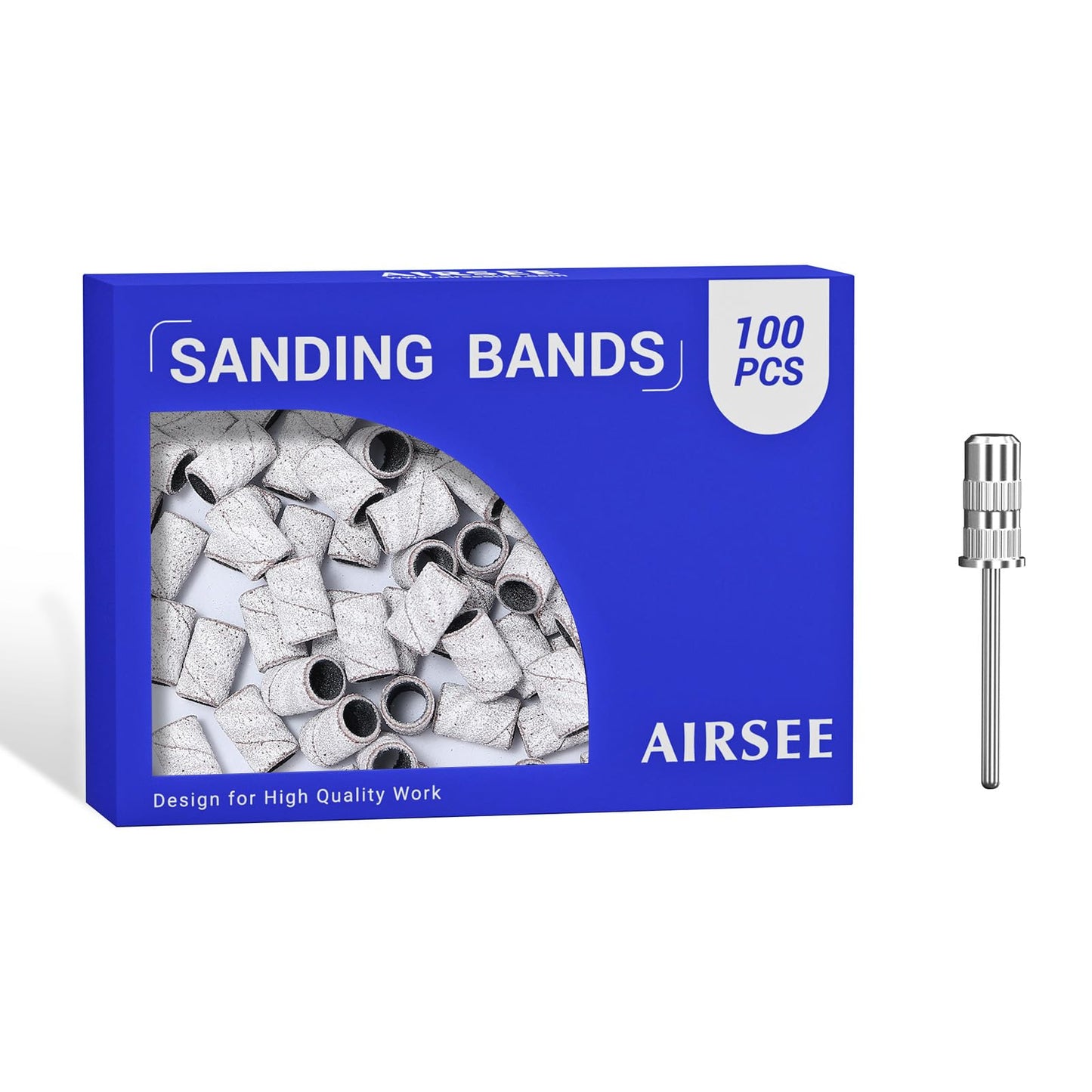 AIRSEE Sanding Bands for Electric Nail Drill 100 Piece Set 120 Grit Coarse Acrylic File Attachments Professional 1 Sander Mandrel Bit Beauty Salon Accessories Manicure and Pedicure Finger Callus Zebra