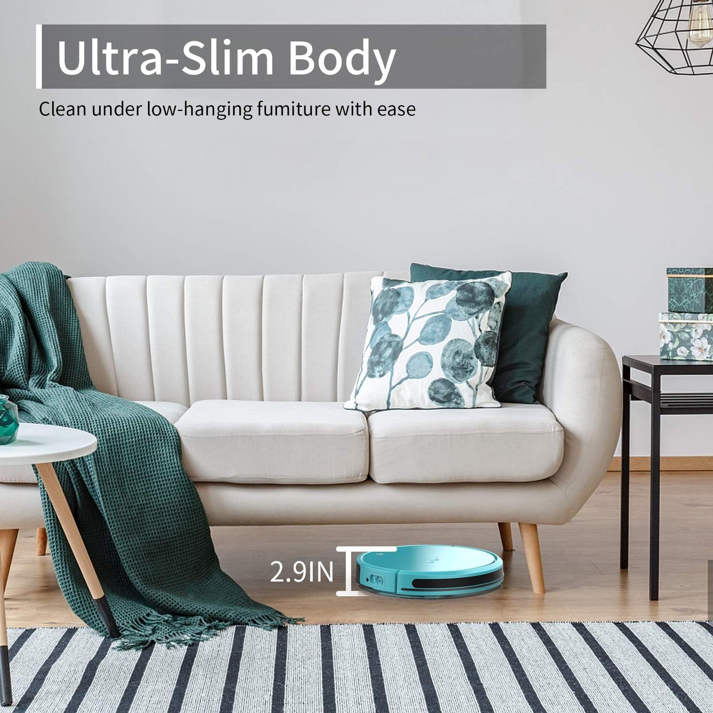 TECBOT S1 Robot Vacuum Cleaner Slim 120Mins Runtime 2-in-1 Robot Sweeping or Mopping Self-Charging WiFi&App&Remote Control Robotic Vacuum Cleaner for Home Pet Hair Hard Floors,Blue