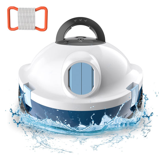 OUCAXIA Y10 Cordless Robotic Pool Cleaner Automatic Vacuum - 90 Mins Runtime, Powerful Suction, Self-Parking, Lightweight for Above/Inground Pools Up to 65ft/1100 Sq.Ft, White