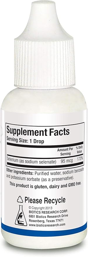 Biotics Research Aqueous Selenium Liquid Formula, 95 mcg Selenium Drop, Thyroid Gland Function, DNA Production, Cognitive Health, Potent Antioxidant 0.5 Fluid Ounces