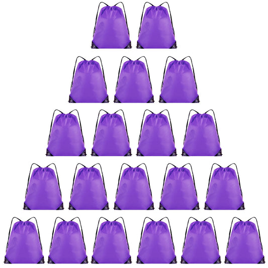 Grneric 20 Pieces Drawstring Backpack Bulk Cinch Sackpack Ployster Drawstring Bags for Gym Party Trip(Purple)