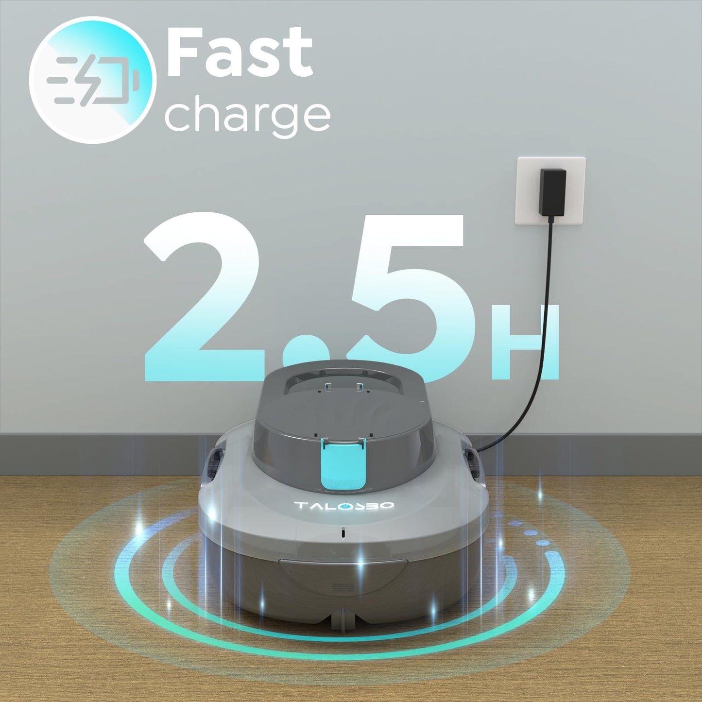 TALOSBO Pleco S1 Cordless Robotic Pool Cleaner, Lasts 80Min Small Pool Vacuum for Above-Ground Pools up to 645 Sq.ft, Lightweight, Auto-Parking,Gray