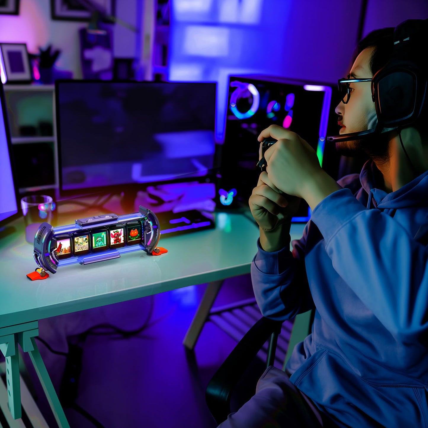 Divoom Times Gate - Cyberpunk Gaming Setup Digital Clock with Smart APP Control, WiFi Connect, RGB LED Display, Personalized Dashboard, Pixel Art for Gaming Room & Office Decor(Sliver)