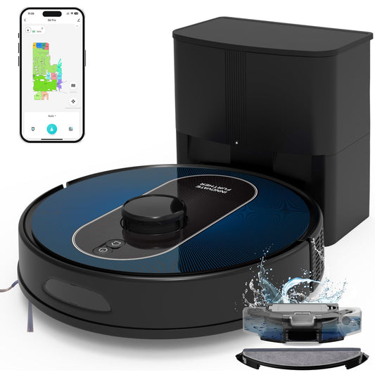 Robot Vacuum and Mop: Self-Emptying 5000Pa Robotic Vacuum Real-Time Mapping/No-Go Zones for 60 Days Hands-Free Cleaning, 3-In-1 LiDAR Navigation Alexa/APP Robot Vacuum Cleaner for Hard Floor & Carpet