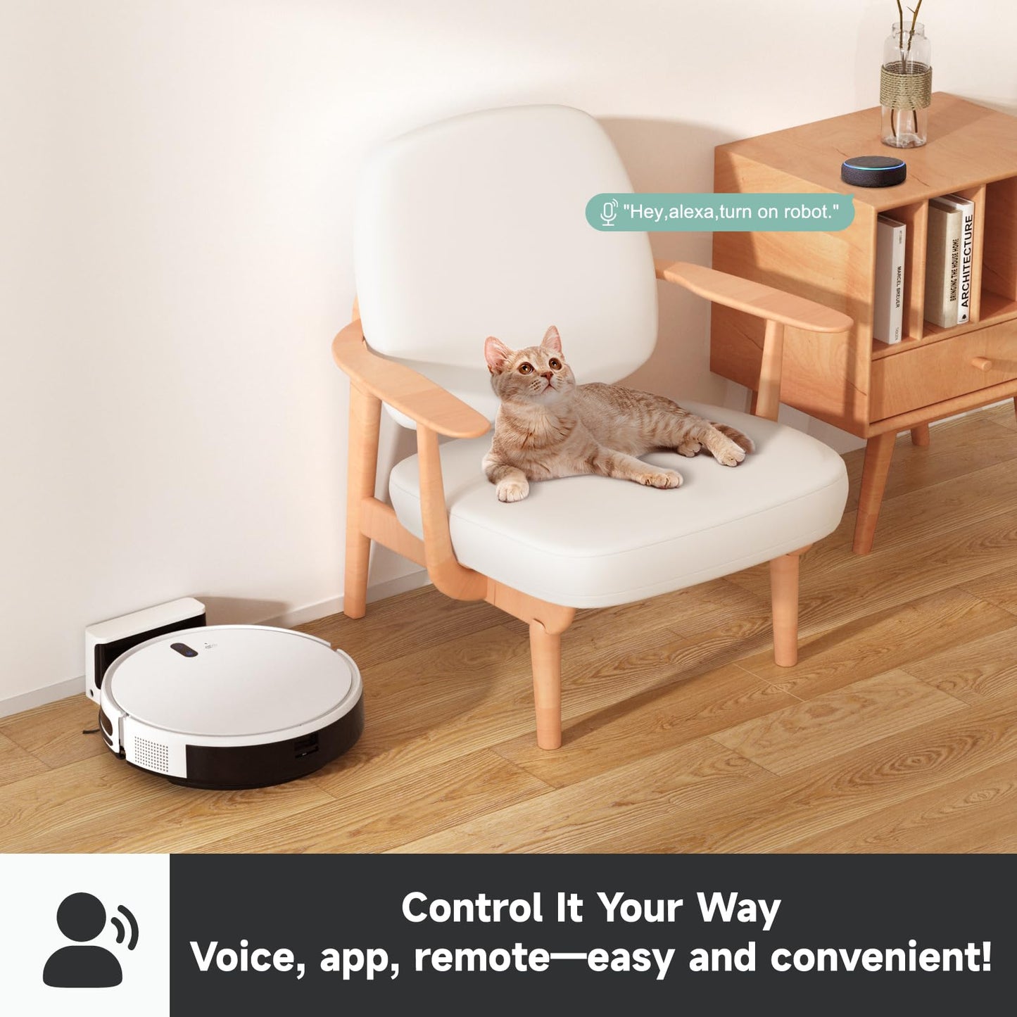 Timnbo L200s Robot Vacuum Cleaner and Mop Touchless Vacuum Automatic Vacuum Robotic Self-Charging Ideal for Pet Hair Hard Floor, White