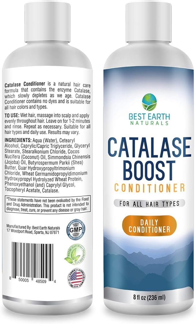 Best Earth Naturals Catalase Formula Starter Set with 60 Capsules of Catalase 10,000 Shampoo 8 Ounces and Conditioner 8 Ounces