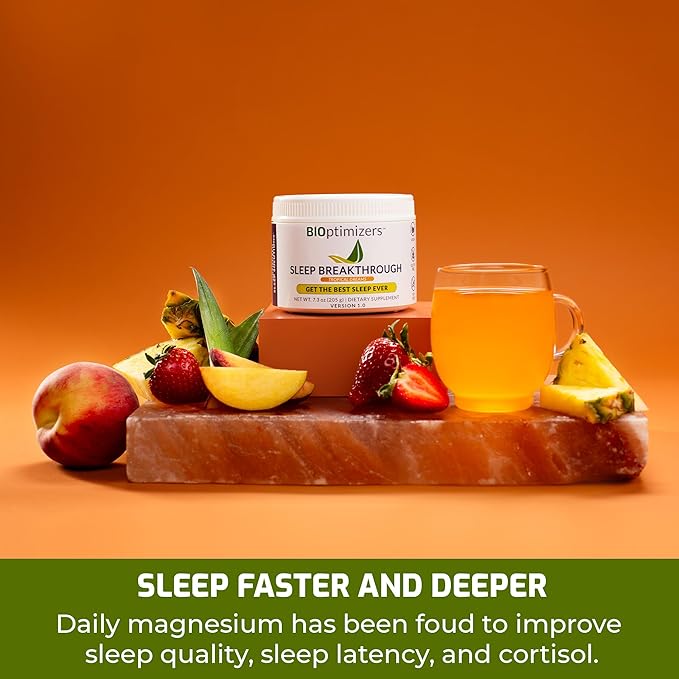 BIOptimizers Sleep Breakthrough – Natural Melatonin Free Vegan Deep Sleep Support with Magnesium and Zinc for Adults | Non Habit Forming | 202.5 g Powder (Tropical Dreams)