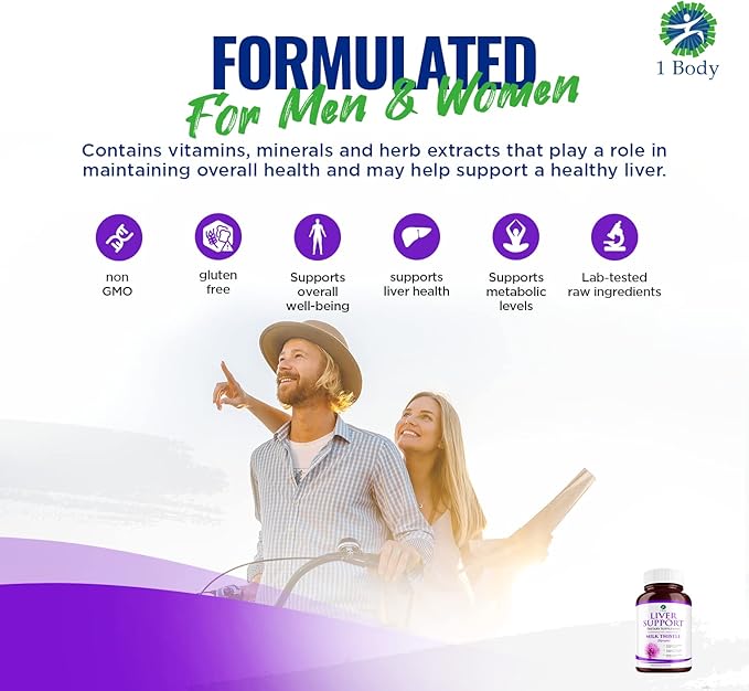 1 Body Liver Support Triple Pack - 180 Capsules - Milk Thistle and Dandelion Root