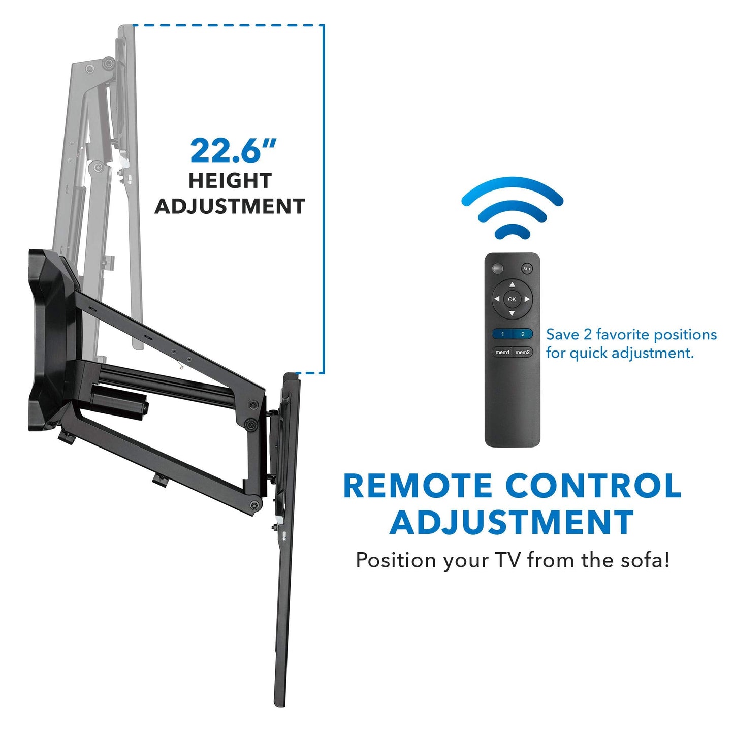 MOUNT-IT! Motorized Fireplace TV Wall Mount | Remote Control Electric Pull Down Mantel Mounting Bracket, Up to 77 Lbs Weight Capacity, Height Adjustable, Swivel, VESA 600x400 Compatible