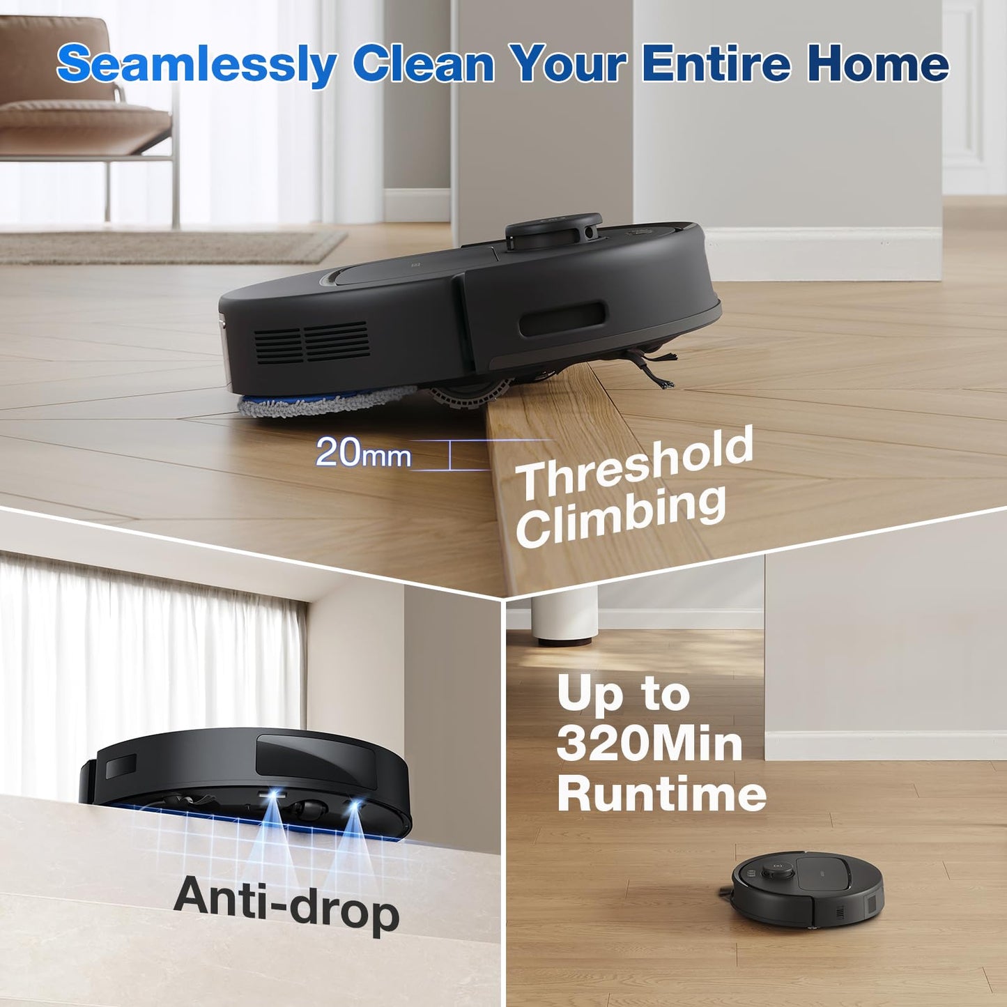 ECOVACS DEEBOT N30 Omni Robot Vacuum and Mop, 10000Pa Suction, TruEdge Adaptive Edge Mopping, ZeroTangle 2.0 Technology, Hot Air-Drying, Self-Emptying, Auto-Lift Mopping, Obstacle Avoidance