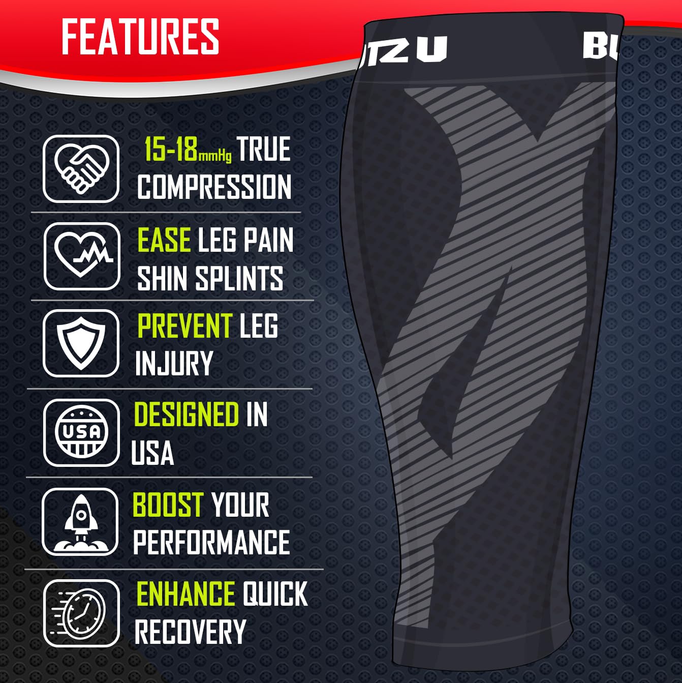 BLITZU Calf Compression Sleeves for Men and Women. Footless Compression Socks Support for Varicose Vein, Nursing, Running. Leg Sleeve Brace for Shin Splints, Pain Relief & Reduces Swelling White S-M