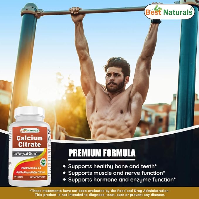 Best Naturals Calcium Citrate with Vitamin D-3 240 Tablets (240 Count (Pack of 2))