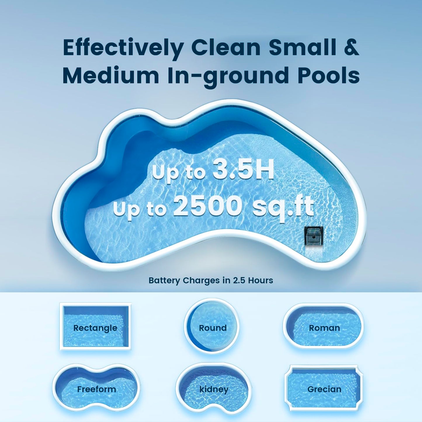 SMOROBOT Cordless Pool Robot Vacuum for Inground Pools up to 2500 Sq.ft – Weekly Timer, Dual Filtration,Ultra-Powerful Suction, Enhanced Wall-Climbing Brush & Smart Navigation for Deep Cleaning