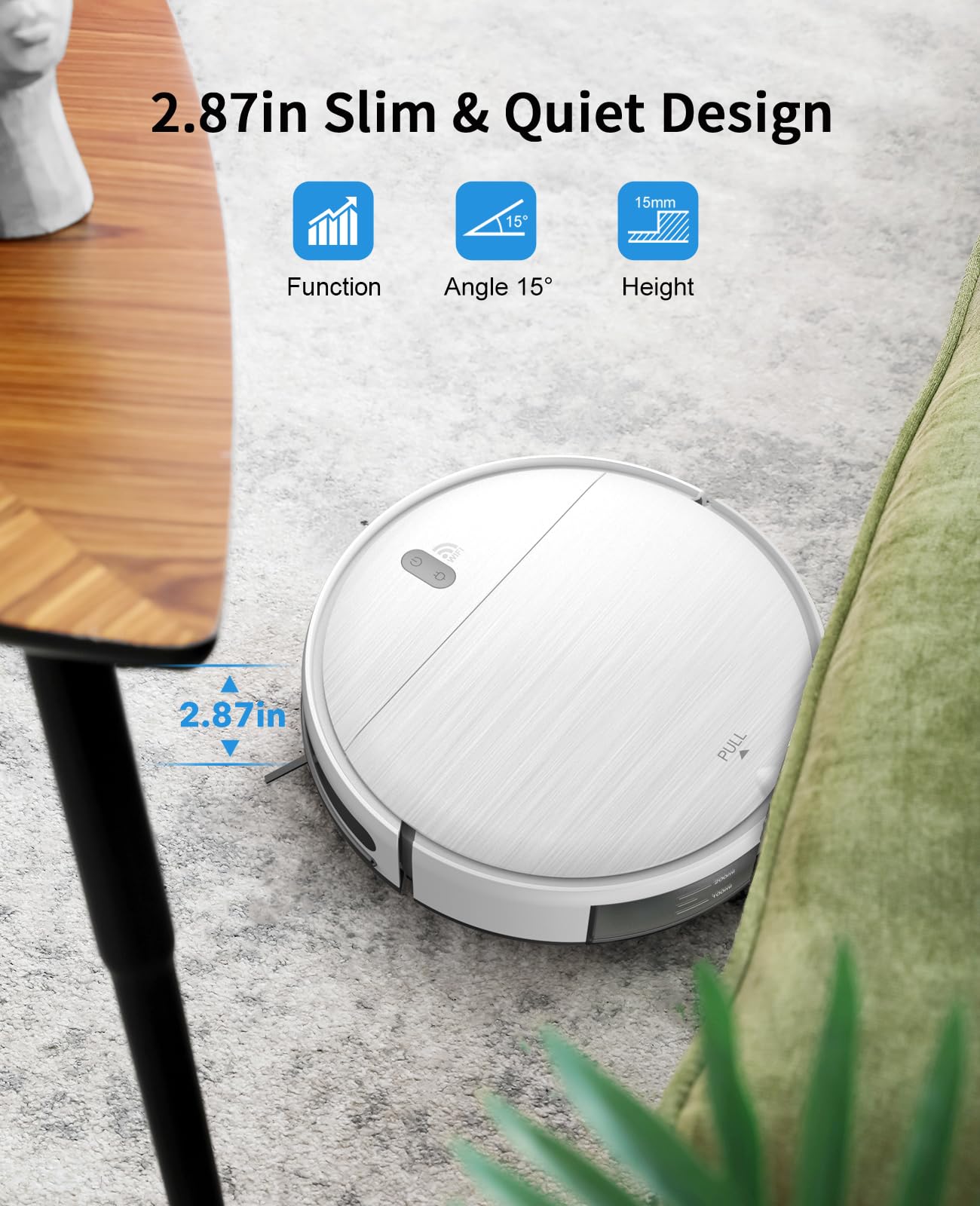 Robot Vacuum and Mop Combo, 2 in 1 Mopping Robot Vacuum Cleaner with Schedule, Wi-Fi/Voice/App, Strong Suction, Ease of Use, Self-Charging Robotic Vacuum, Slim, Ideal for Hard Floor, Pet Hair, Carpet