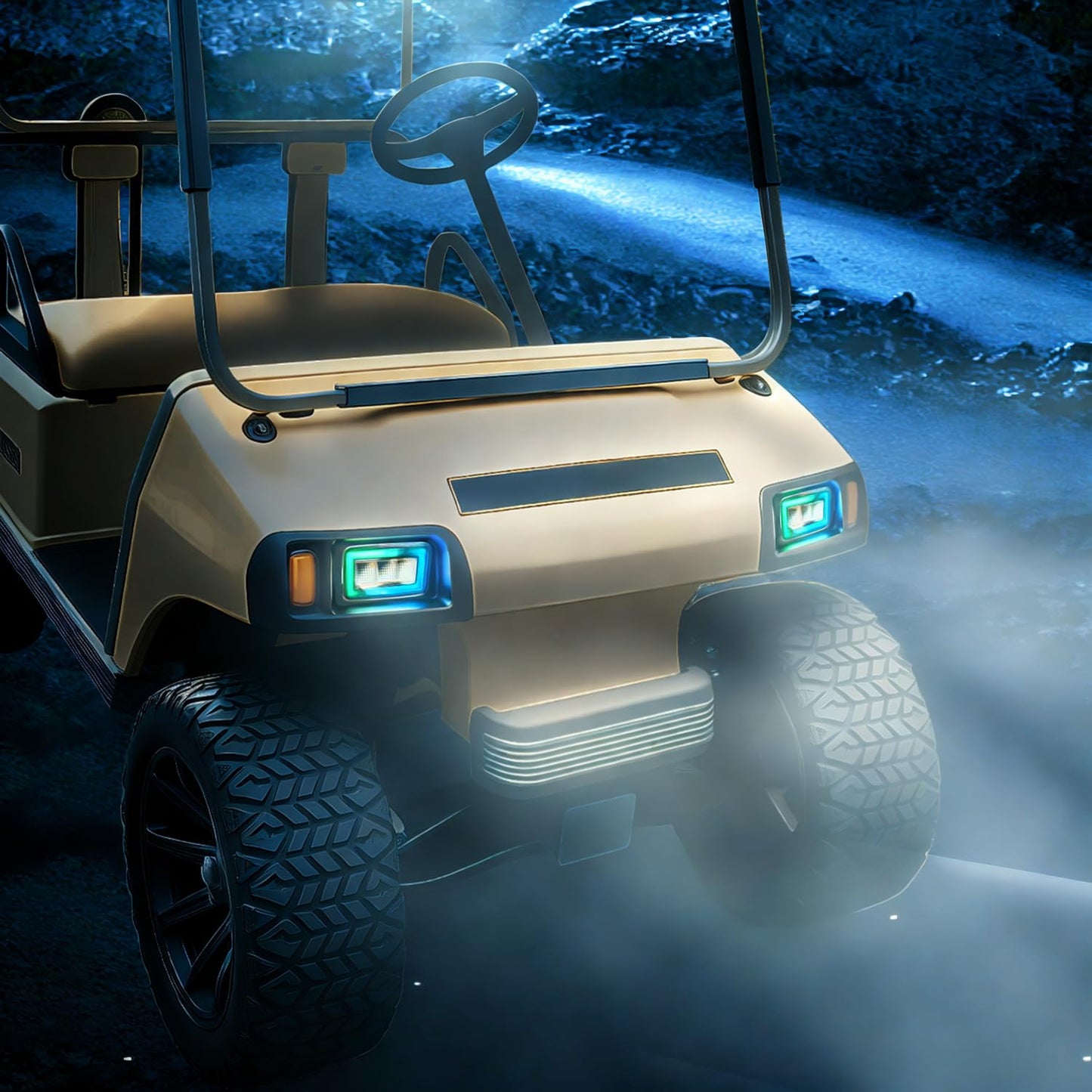 LED RGB Headlight Tail Light Kit for Club Car DS Golf Carts 1993-UP 12V Street Legal Light Kit with Turn Signal High Low Beam Wire Harness Compatible with Club Car DS for Gas and Electric