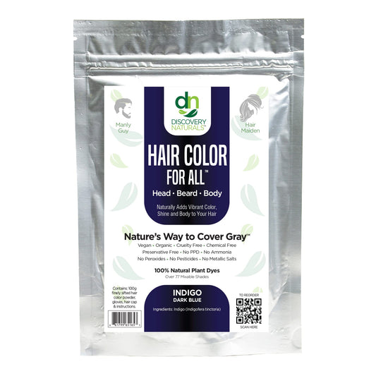 Blue Henna Hair Color For All Kit | 100% All Natural Indigo Powder Hair Dye & Beard Dye (Indigo Dark Blue) Organic, Herbal & Veg
