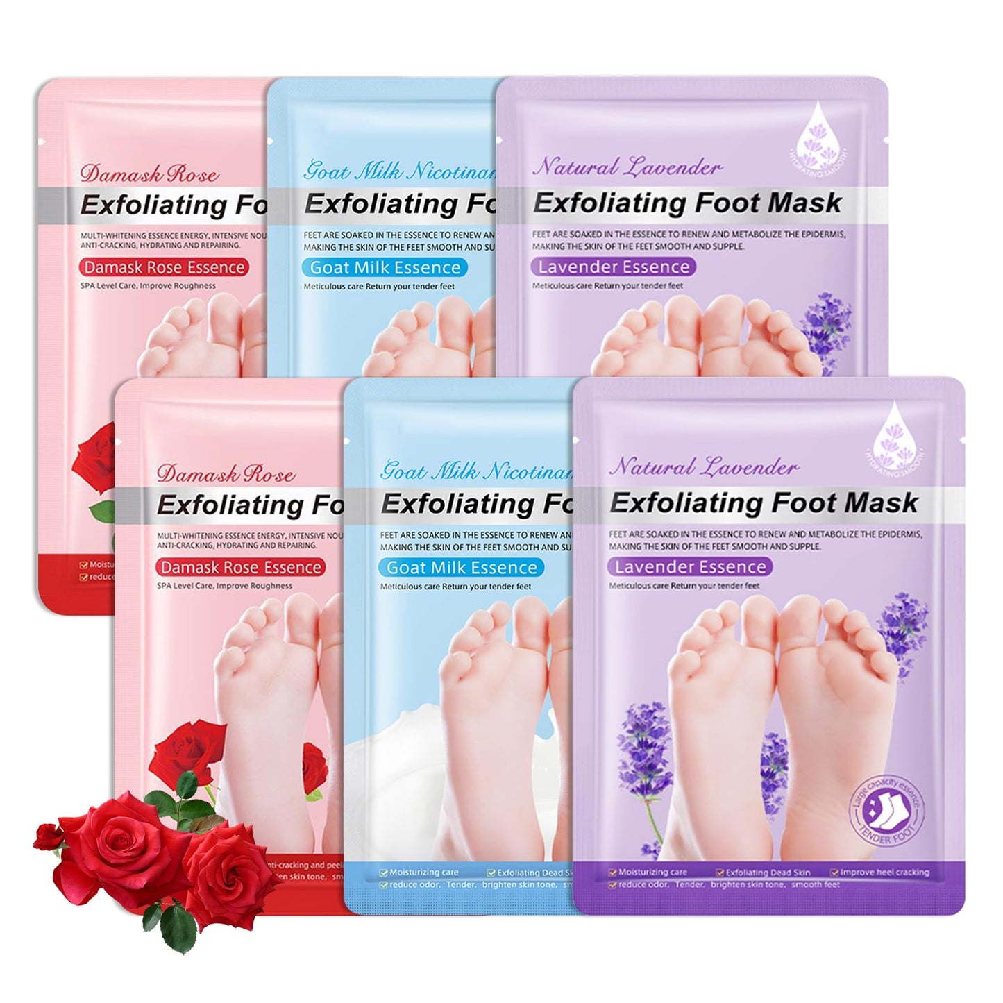 6PCS Foot Peel Mask,Exfoliating Foot Mask for Remove Dead Skin,Hydrating Foot Care Mask,Peel Off Mask for Calluses & Dry Toe Cracked Rough,Quickly Moisturizing & Nourishing Feet