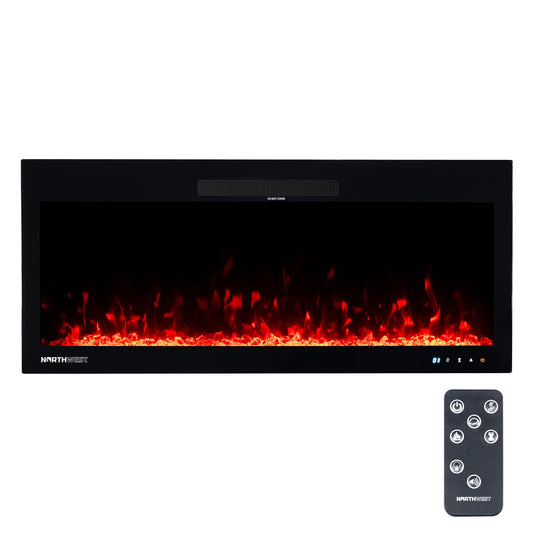 Northwest Electric Fireplace - 42 Inch Wall Mounted Fireplace with Fire Crackling Sounds and Remote to Adjust LED Flames, Timer, Heat, and More