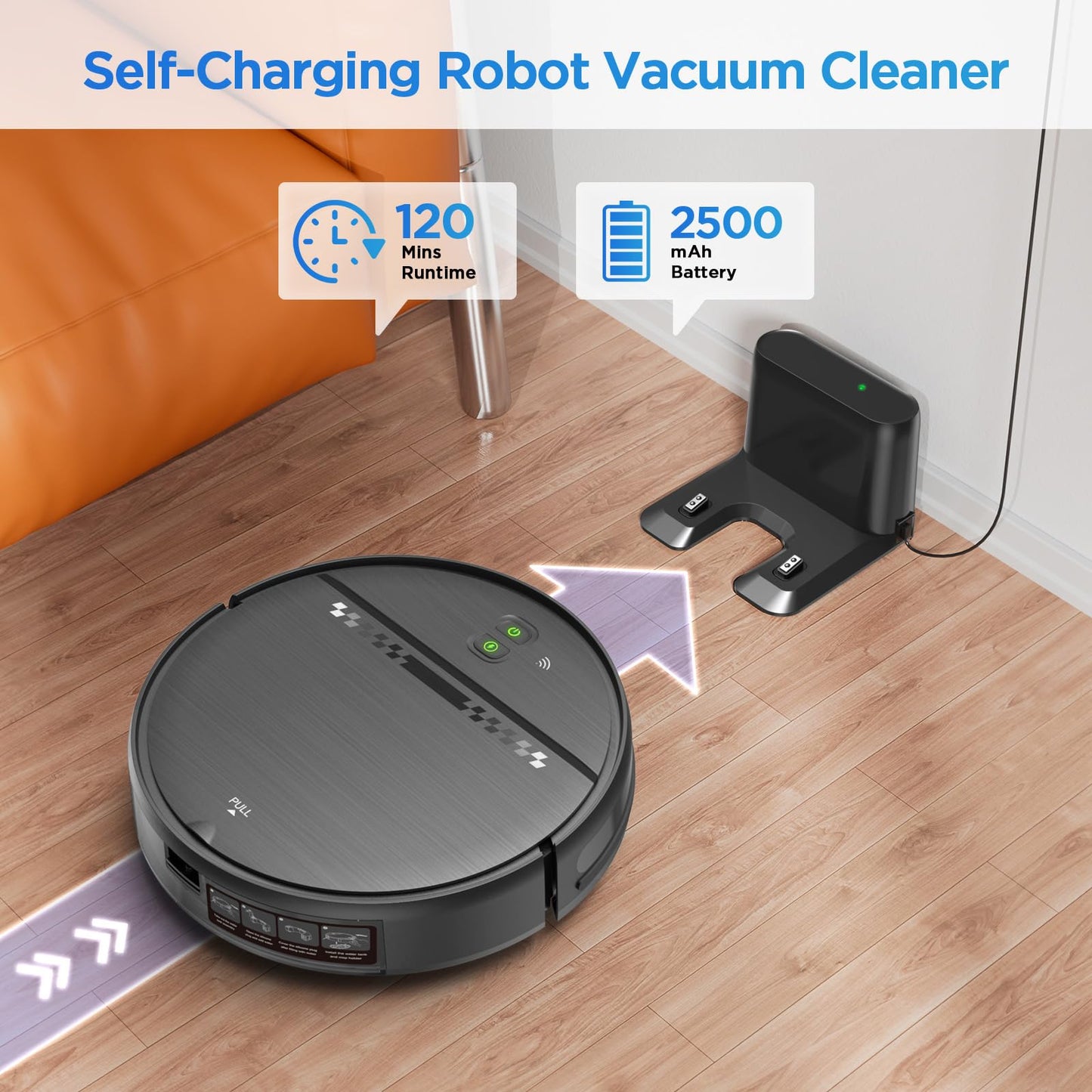 ZC WAS Robot Vacuum and Mop Combo, 2-in-1 Robot Vacuum Cleaner, Perfect for Pet Hair, Hard Floor and Carpet, Anti-Bump, Anti-Fall, App, Voice and Remote Control