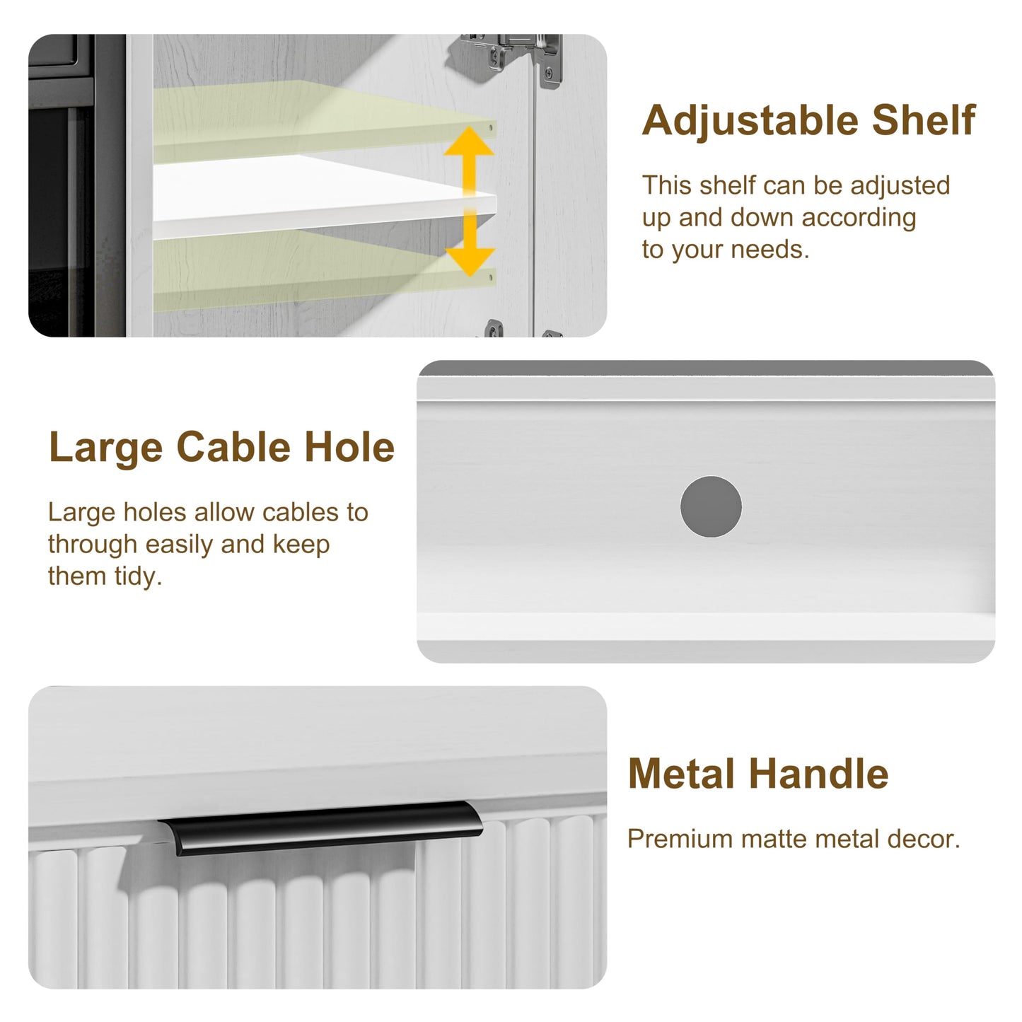 OLD CAPTAIN Electric Fireplace, 50" Electric Fireplace TV Stand, Fireplace Console with Curved Profile Design, Modern Entertainment Center with Storage, Media Console with Fireplace, White