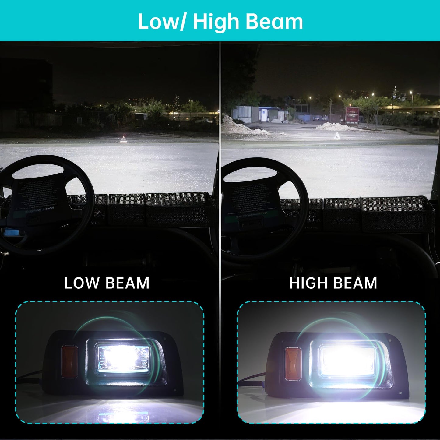 10L0L Deluxe Golf Cart Light Kit for Club Car DS 12V-60V, Full Headlight Taillight Kit with RGB Daytime Running Lamp Low High Beam Turn Signal Horn Brake Pad Hazard Blinker