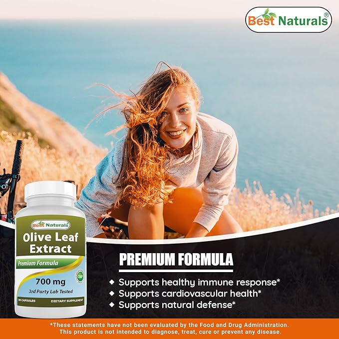 Best Naturals 2 Pack Olive Leaf Extract 700mg 90 Capsules (Total 180 Capsules)