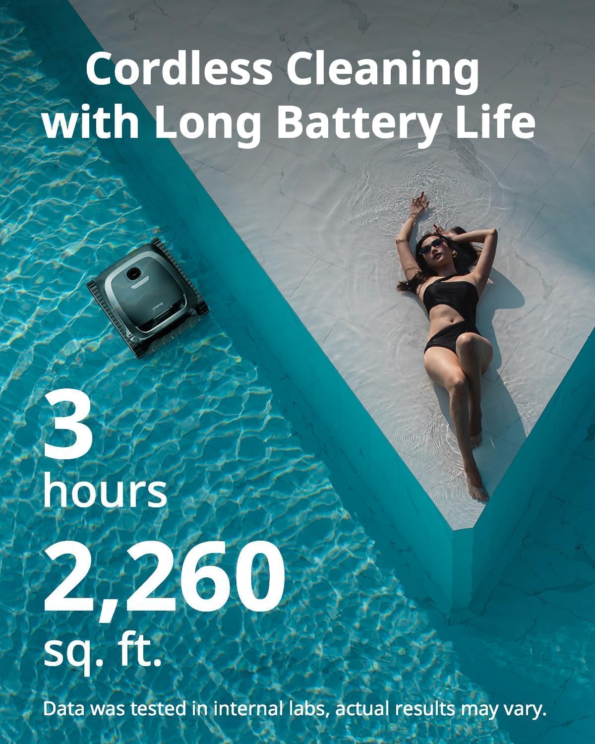 Beatbot AquaSense Cordless Robotic Pool Vacuum for Inground Pool - Cleans Floor, Walls, and Waterline, Intelligent Path Opimization - Suitable for above & In-Ground Pools up to 2,260 sq.ft, Light Gray