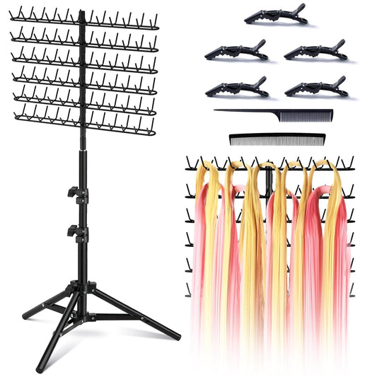 144 Pegs Braiding Hair Rack, Height Adjustable Braiding Hairs tand, 2-sides Hair Rack for Braiding Hair Braiding Rack Stand for hair with Stylist Hair Braiding Tools