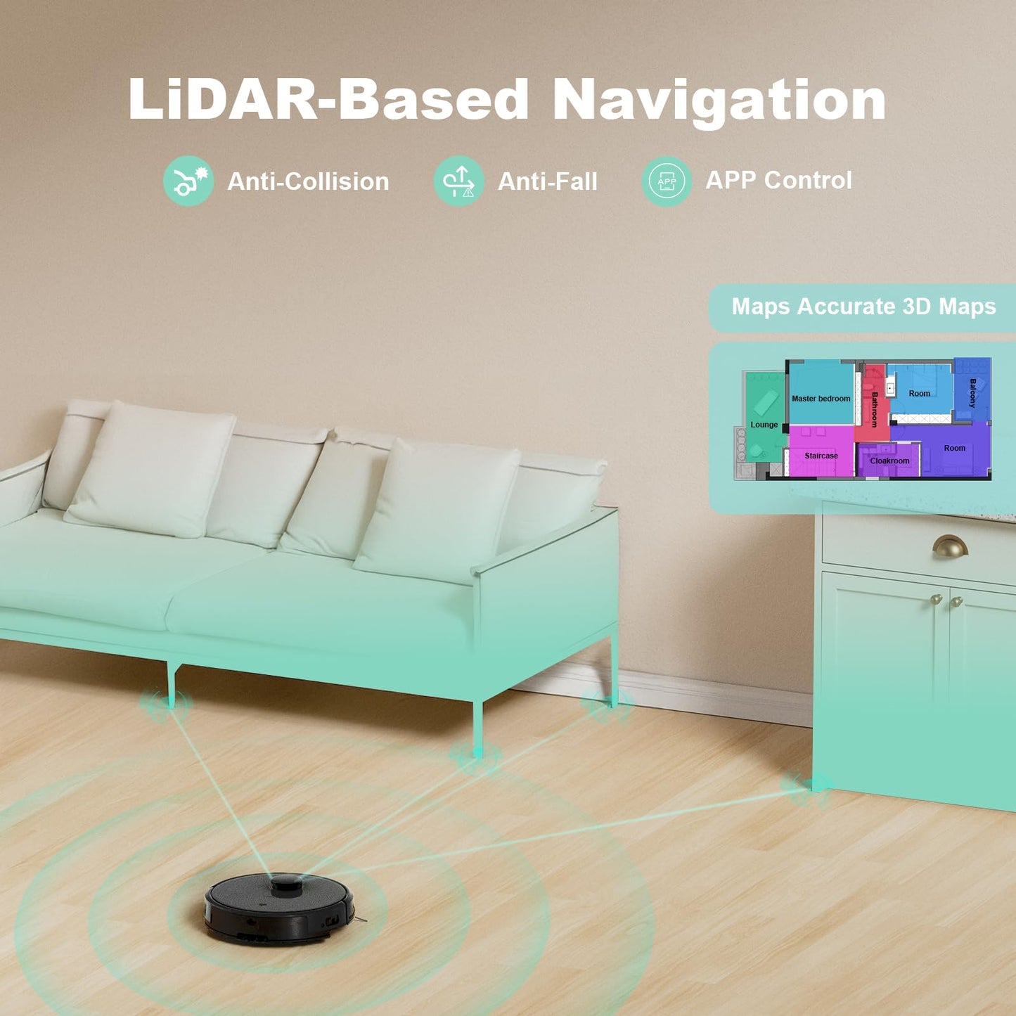 TECBOT S3 PRO Robotic Vacuum Cleaner and mop, LiDAR Navigation, 150mins Runtime&4,000Pa Suction, Automatic Charging Robot Vacuum Cleaner, WiFi,App,Alexa, Ideal for Hard Floor, Pet Hair,Black