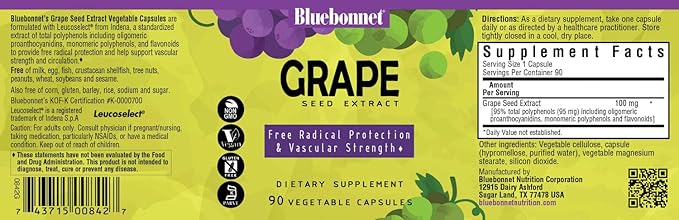 BlueBonnet Super Fruit Grape Seed Extract Supplement, 90 Count
