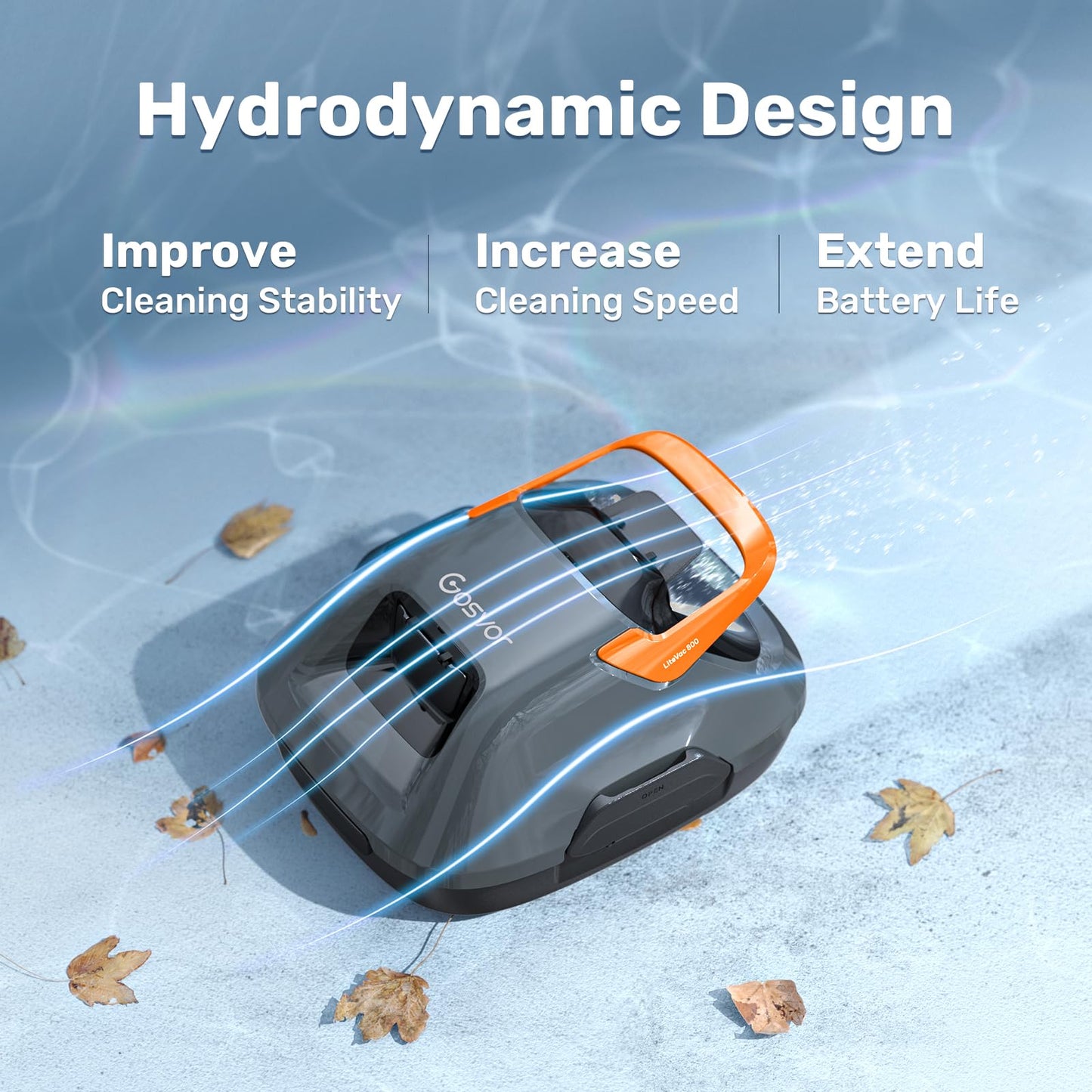 Gosvor Cordless Robotic Pool Cleaner, Lasts 90 Min, Automatic Vacuum for Above-Ground Pools up to 860 Sq.ft, Portable, Self-Parking, Orange