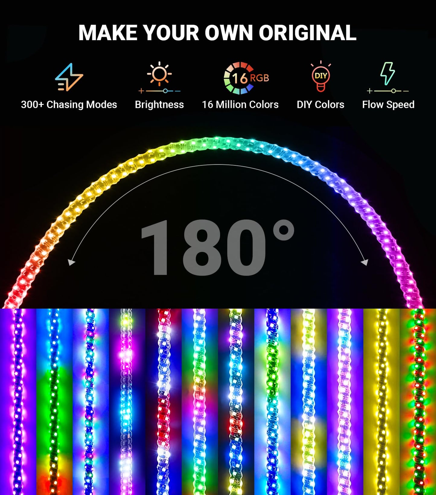 2 Pack 5FT Music Whip Lights - 366+ Chasing Modes RGB Lighted Whips with APP & Remote Control, Rocker Switch, Nylon Flags & Spring Base for UTV ATV Polaris RZR Can-Am SXS Truck