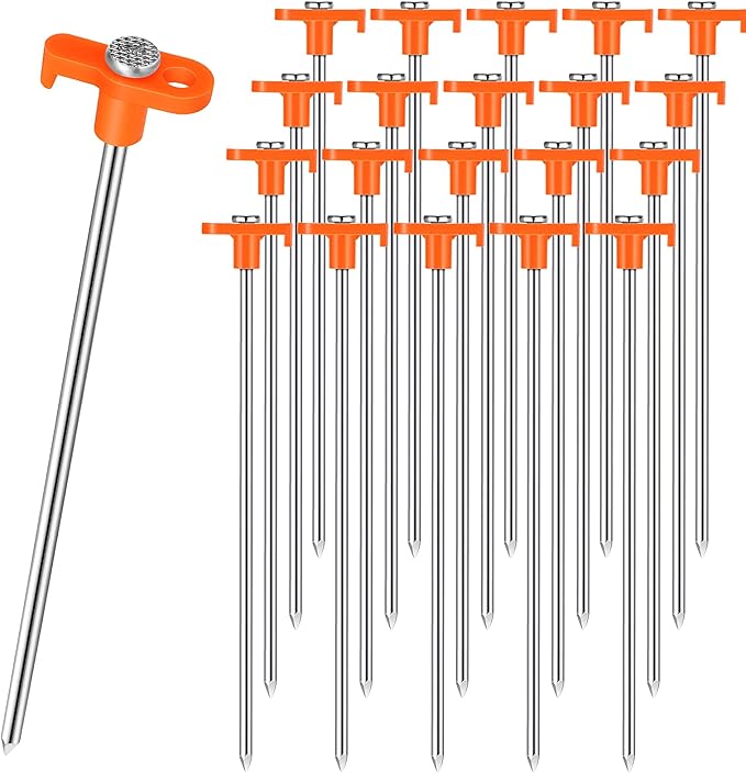 Shimeyao 10 Inch Tent Stakes Heavy Duty Camping Stakes Bulk Galvanized Non Rust Tent Pegs Metal Camping Spikes for Outdoor Camping Pitching Canopy