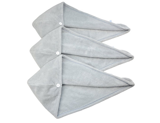 HOPESHINE Women's Soft Shower Hair Towel Twist Hair Turban Wrap Drying Cap Great Gift for Women (Grey 3-Pack)