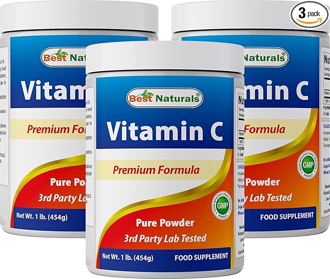 Best Naturals 100% Pure Vitamin C Powder Non-GMO 1 lb (454 Grams) Powder (Also Called Ascorbic Acid) (1 LB (Pack of 3))