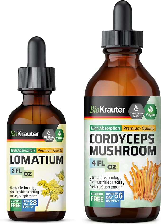 BIO KRAUTER Lomatium Tincture 2 Fl. Oz. & Cordyceps Tincture 4 Fl. Oz.