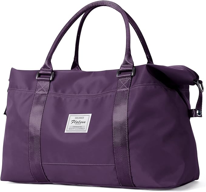 Small Gym Bag for Women, Dark Purple Stylish Duffle Travel Bag for Plane, Lightweight Duffle Bag for Women, Sport Gym Tote Bag with Wet Pocket for Yoga, Pilates, Swimming