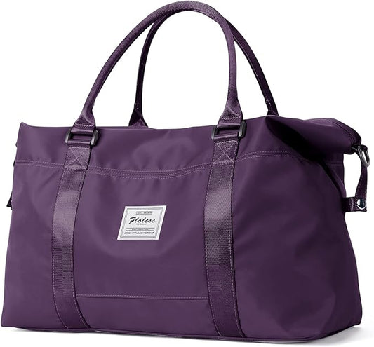 Small Gym Bag for Women, Dark Purple Stylish Duffle Travel Bag for Plane, Lightweight Duffle Bag for Women, Sport Gym Tote Bag with Wet Pocket for Yoga, Pilates, Swimming