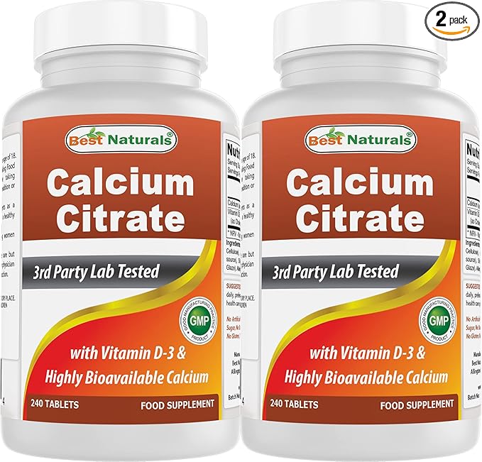 Best Naturals Calcium Citrate with Vitamin D-3 240 Tablets (240 Count (Pack of 2))