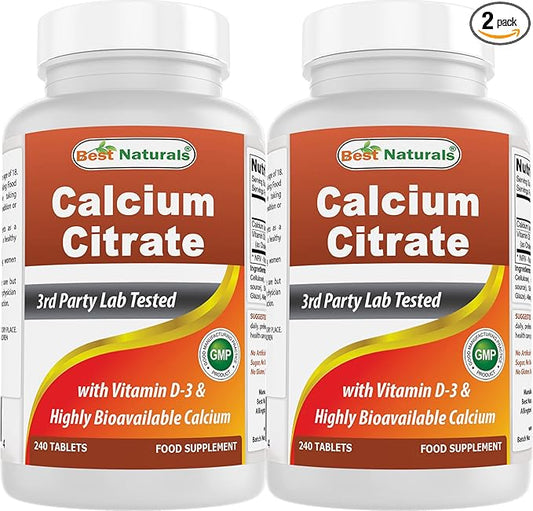 Best Naturals Calcium Citrate with Vitamin D-3 240 Tablets (240 Count (Pack of 2))
