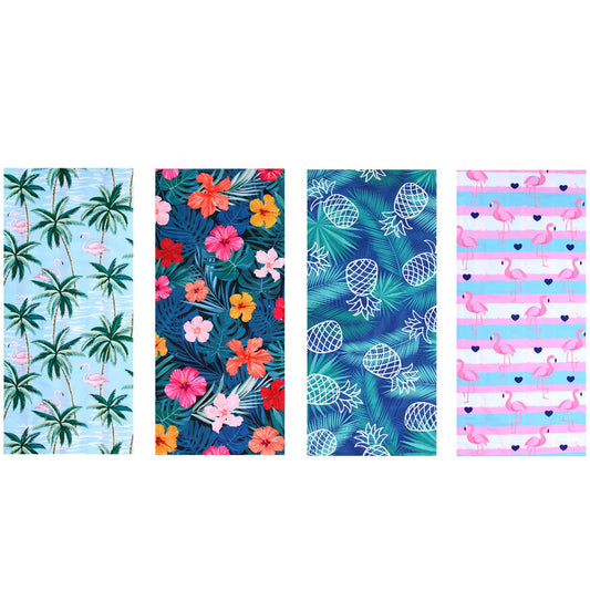 4 Pack Microfiber Oversized Lightweight Beach Towel for Adults Women Men, Reversible 71" x 32" XL Extra Large Thin Quick Dry Sand Free Pool Towels for Travel Sport Swimming Camping Picnic Yoga Gym