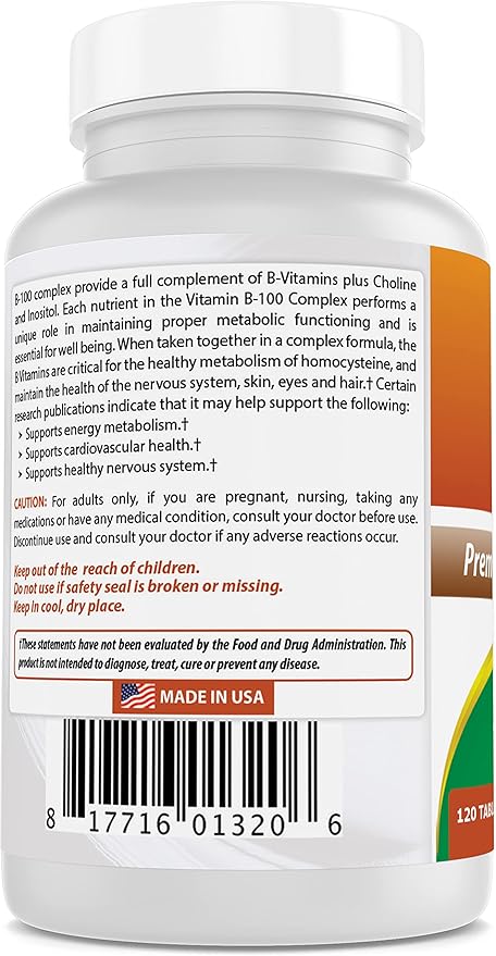 Best Naturals B 100 Complex 120 Tablets (B Complex Vitamins) (120 Count (Pack of 3))