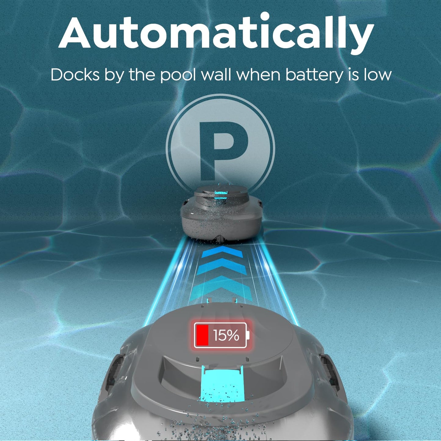 TALOSBO Pleco S1 Cordless Robotic Pool Cleaner, Lasts 80Min Small Pool Vacuum for Above-Ground Pools up to 645 Sq.ft, Lightweight, Auto-Parking,Gray